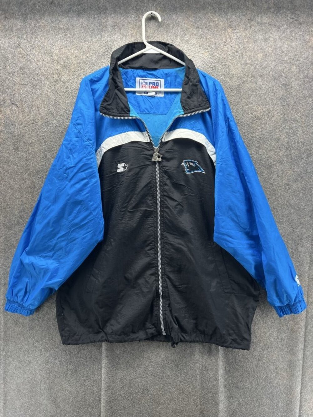 Carolina Panthers Jacket Mens XL Blue Black NFL Football Starter Full Zip